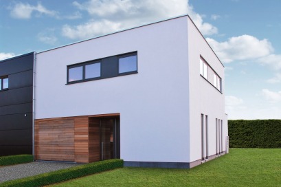 Moderne houtskeletbouw woning halfopen bebouwing