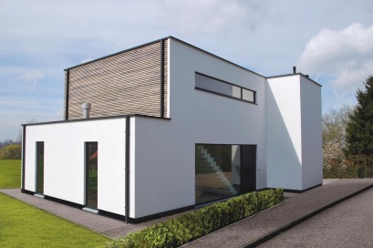 Gevel in witte crepi