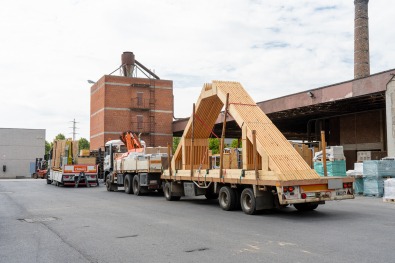 Transport construction à ossature bois - Maisons Dewaele