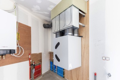 Ventilatiesysteem voor energiezuinige woning volgens EPB-normen.