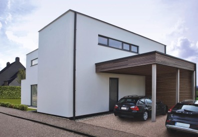 Gevel in witte crepi