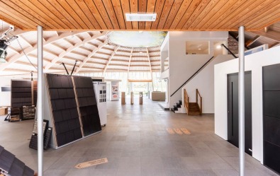 Showroom Deerlijk met houtskeletbouwdemo.