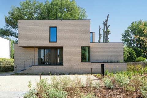 Façade maison témoin ossature bois à Rotselaar