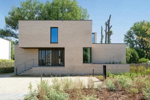 Façade maison témoin ossature bois à Rotselaar