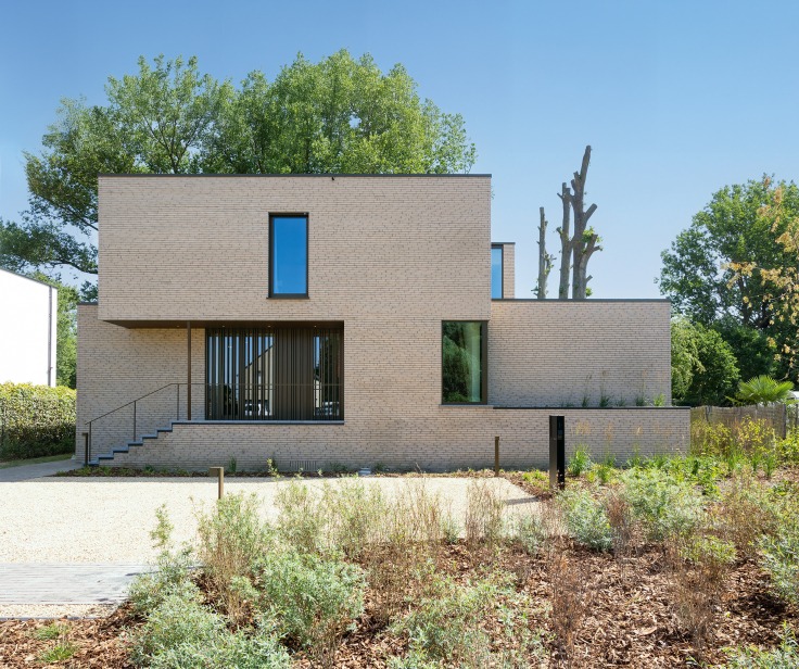 Façade maison témoin ossature bois à Rotselaar