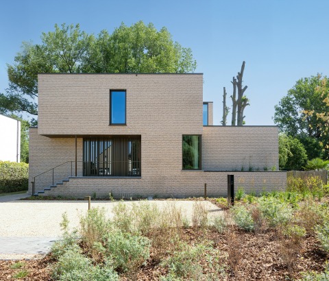Façade maison témoin ossature bois à Rotselaar